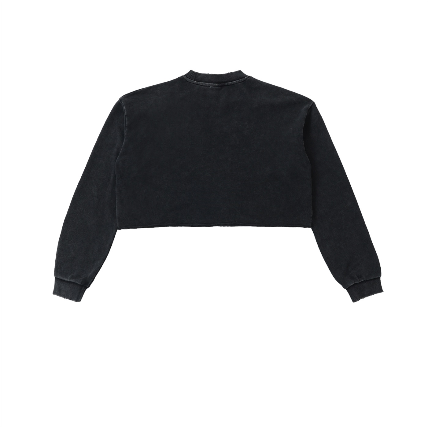 Snow Washed Raw Edge Cropped Sweatshirt - Image 2