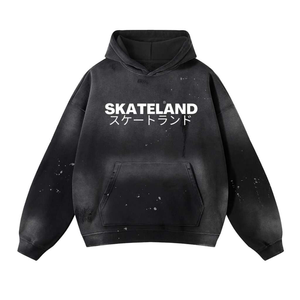 Vintage Washed Frayed Fleece Hoodie